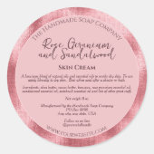 Blush Pink Cosmetics Jar Label w Ingrediënten (Voorkant)