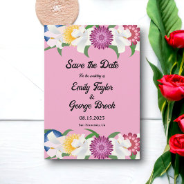 Blush Pink Country Modern Spring Floral Wedding Save The Date