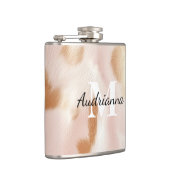 Blush Pink Cowgirl Koeienhuid monogram Heupfles (Rechts)