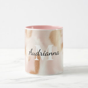 Blush Pink Cowgirl Koeienhuid monogram Mok