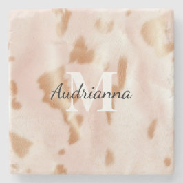 Blush Pink Cowgirl Koeienhuid monogram Stenen Onderzetter