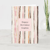 Blush Pink Cream Brown Leopard Animal Birthday Kaart (Voorkant)