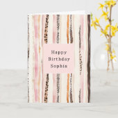 Blush Pink Cream Brown Leopard Animal Birthday Kaart (Gele Bloem)