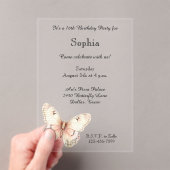 Blush Pink Cream Butterfly Birthday Acryl Uitnodigingen (Insitu (Draagbaar))