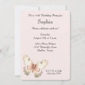 Blush Pink Cream Butterfly Birthday Kaart (Voorkant)