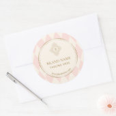 Blush Pink Cream Diamond Gold Frame Monogram Ronde Sticker (Envelop)