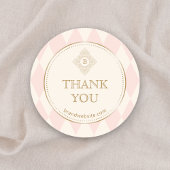 Blush Pink Cream Diamond Gold Frame Monogram  Ronde Sticker
