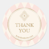 Blush Pink Cream Diamond Gold Frame Monogram  Ronde Sticker (Voorkant)
