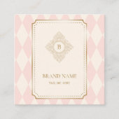 Blush Pink Cream Diamond Gold Frame Monogram Vierkante Visitekaartje (Voorkant)