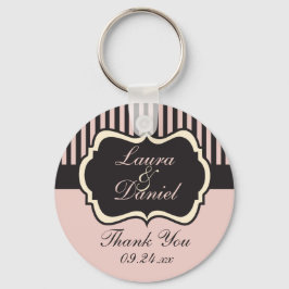 Blush Pink, Cream en Grey Striped Wedding Favor Sleutelhanger