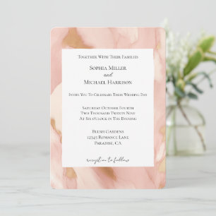 Blush Pink Cream Faux Koeienhuid Wedding Kaart