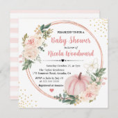 Blush Pink & Cream Floral Baby shower Kaart (Voorkant / Achterkant)