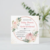 Blush Pink & Cream Floral Baby shower Kaart (Staand voorkant)
