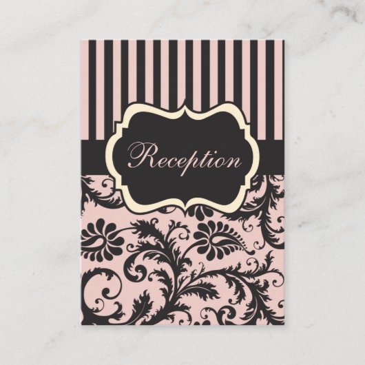 Blush PInk, Cream, Grey Damask Enclosure Kaart (Voorkant)