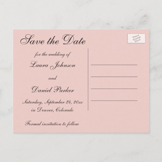 Blush Pink, Cream, Grey Damask Save the Date Kaart (Achterkant)