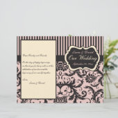 Blush Pink, Cream, Grey Damask Wedding Program (Staand voorkant)