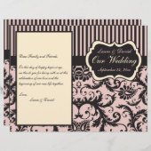 Blush Pink, Cream, Grey Damask Wedding Program (Voorkant / Achterkant)