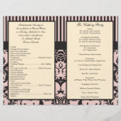 Blush Pink, Cream, Grey Damask Wedding Program (Achterkant)