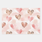 Blush Pink Cream Leopard Hearts Birthday Inpakpapier Vel (Voorkant 3)