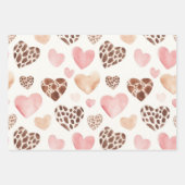 Blush Pink Cream Leopard Hearts Birthday Inpakpapier Vel (Voorkant 2)