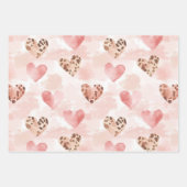 Blush Pink Cream Leopard Hearts Birthday Inpakpapier Vel (Voorkant)
