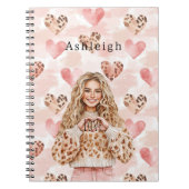 Blush Pink Cream Leopard Hearts Notitieboek (Voorkant)