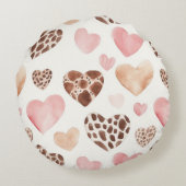 Blush Pink Cream Leopard Stripes Rond Kussen (Achterkant)