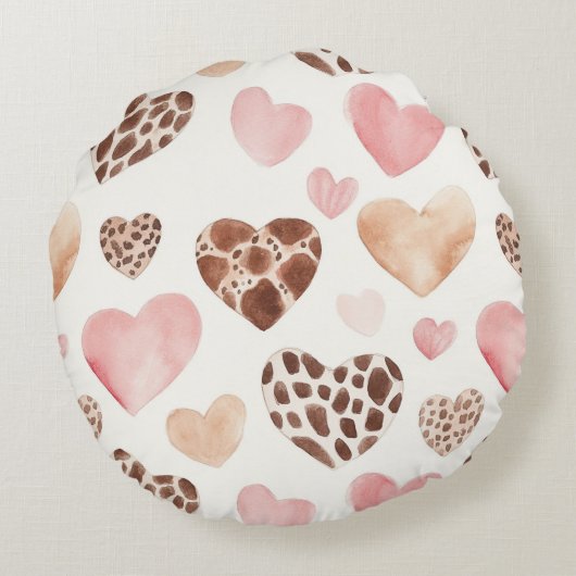 Blush Pink Cream Leopard Stripes Rond Kussen (Achterkant)