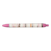 Blush Pink Cream Leopard Stripes Zwarte Inkt Pen (Voorkant)