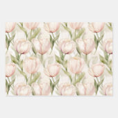 Blush Pink Cream Peach Tulips Floral Vrijgezellenf Inpakpapier Vel (Voorkant 3)