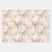 Blush Pink Cream Peach Tulips Floral Vrijgezellenf Inpakpapier Vel (Voorkant)