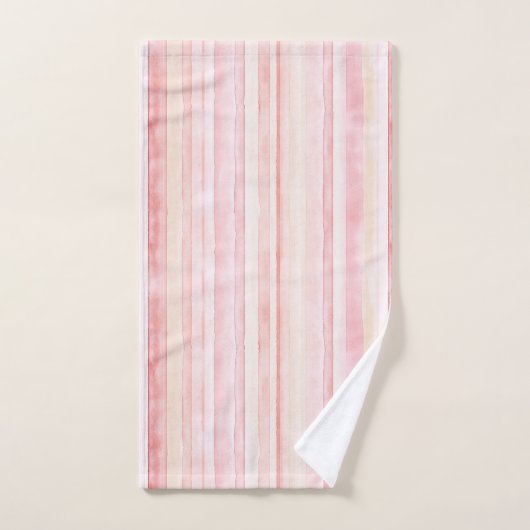 Blush Pink Cream Stripes Bad Handdoek (Handdoek)