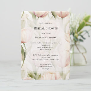 Blush Pink Cream Tulips Floral Vrijgezellenfeest Kaart