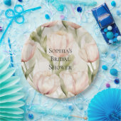 Blush Pink Cream Tulips Floral Vrijgezellenfeest Papieren Bordje (Feest)