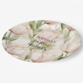Blush Pink Cream Tulips Floral Vrijgezellenfeest Papieren Bordje (Gekanteld)