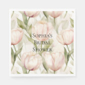 Blush Pink Cream Tulips Floral Vrijgezellenfeest Servet (Voorkant)