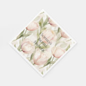 Blush Pink Cream Tulips Floral Vrijgezellenfeest Servet (Hoek)