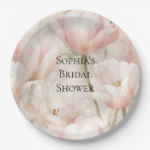 Blush Pink Cream Tulips Flowers Vrijgezellenfeest Papieren Bordje (Voorkant)