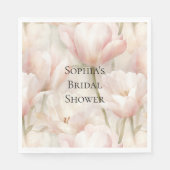 Blush Pink Cream Tulips Flowers Vrijgezellenfeest Servet (Voorkant)