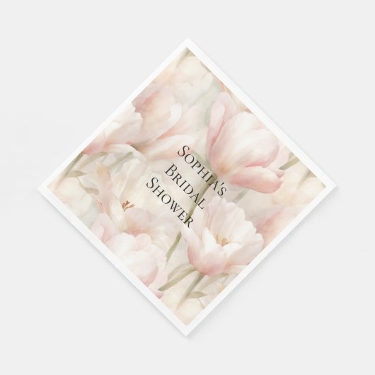 Blush Pink Cream Tulips Flowers Vrijgezellenfeest Servet (Hoek)
