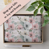 Blush Pink Cream Watercolor Floral  Tissuepapier
