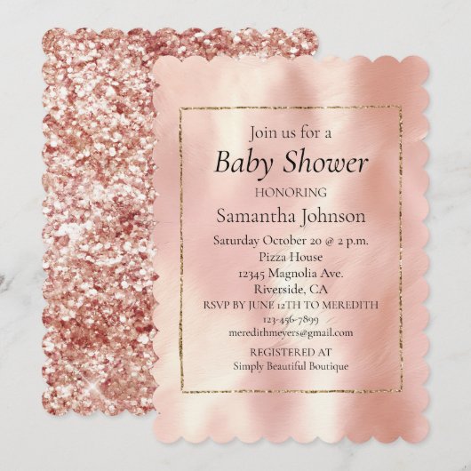 Blush Pink Cream White Koeienhuid Baby shower Kaart (Voorkant / Achterkant)