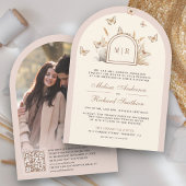 Blush Pink Cream Wildflower Butterfly Arch Wedding Kaart