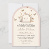 Blush Pink Cream Wildflower Butterfly Arch Wedding Kaart (Voorkant)