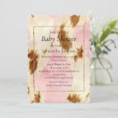 Blush Pink Cream Wit Bruin Koeienhuid Kaart (Staand voorkant)