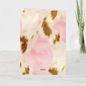 Blush Pink Cream Wit Bruin Koeienhuid Kaart (Achterkant)