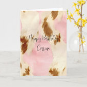 Blush Pink Cream Wit Bruin Koeienhuid Kaart (Gele Bloem)