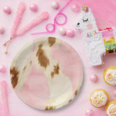 Blush Pink Cream Wit Bruin Koeienhuid Papieren Bordje (Feest)