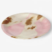 Blush Pink Cream Wit Bruin Koeienhuid Papieren Bordje (Gekanteld)