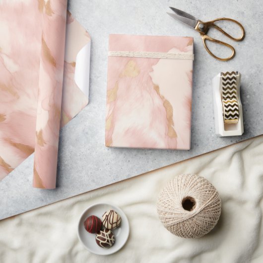 Blush Pink Cream Wit Goud Koeienhuid Cadeaupapier (Crafts)